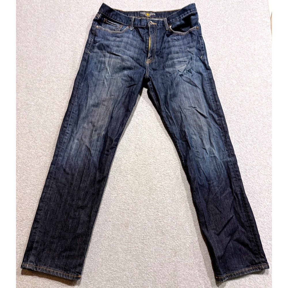 Lucky Brand 329 Classic Straight Mens Dark Wash Indigo Denim Jeans 36x32